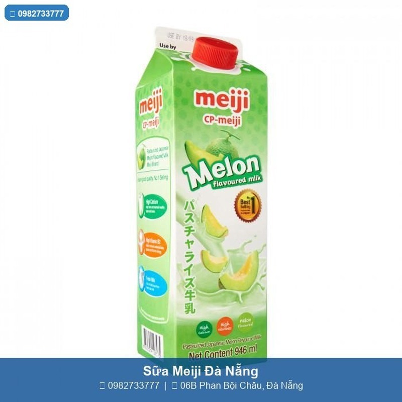 Nhãn sản phẩm Meiji Dưa lưới 946ml — barcode 8850329123575